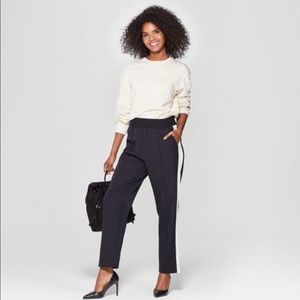 WHO WHAT WEAR Black Track Pants with White Side Stripe Size Small New